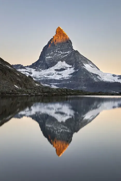 Framed Print : Matterhorn reflected in Riffelsee Lake at dawn (Zermatt, Canton of Valais, Visp Framed Print : Matterhorn reflected in Riffelsee Lake at dawn (Zermatt, Canton of Valais, Visp