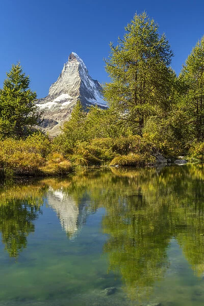 Matterhorn Reflecting in Grindjisee, Zermatt, Valais Region, Switzerland