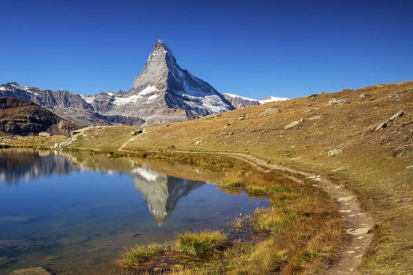 Matterhorn Reflecting in Stellisee, Zermatt, Valais Region, Switzerland