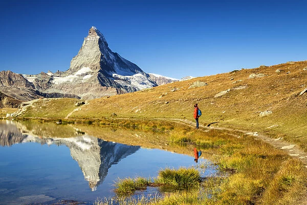 Matterhorn Reflecting in Stellisee, Zermatt, Valais Region, Switzerland