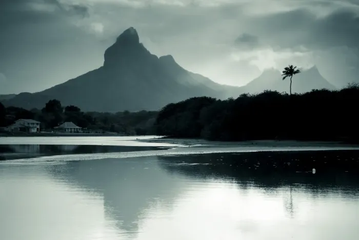 Framed Print : Mauritius, Western Mauritius, Tamarin, Montagne du Rempart mountain (el. 777 meters), dawn Framed Print : Mauritius, Western Mauritius, Tamarin, Montagne du Rempart mountain (el. 777 meters), dawn