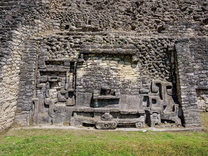 Framed Print : Mayan Ruins at Plaza A, detailed view, Caracol Archaeological Site, Cayo District, Belize