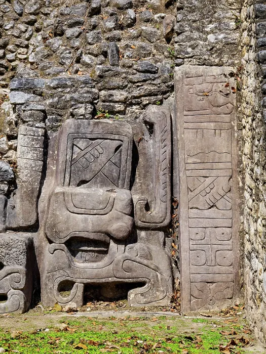 Framed Print : Mayan Ruins at Plaza A, detailed view, Caracol Archaeological Site, Cayo District, Belize