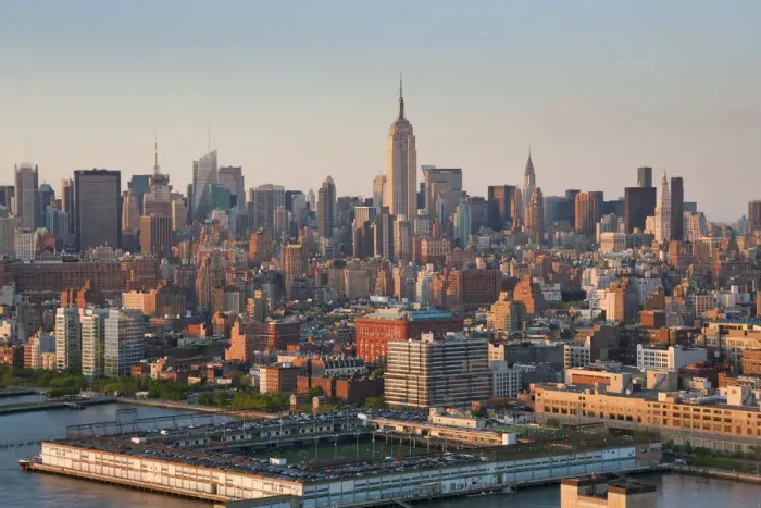 Framed Print : Meatpacking District and Empire State Building, (Pier 40 and Hudson River infront) Framed Print : Meatpacking District and Empire State Building, (Pier 40 and Hudson River infront)