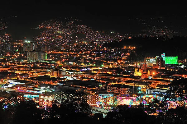 Medellin city at night, Colombia, South America