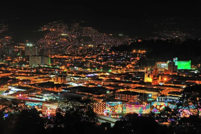 Framed Print : Medellin city at night, Colombia, South America Framed Print : Medellin city at night, Colombia, South America