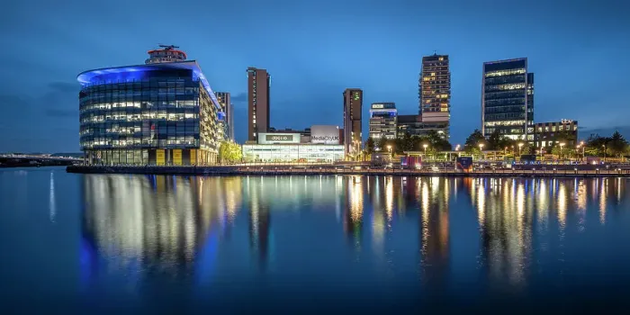 Framed Print : Media City, at twilight Salford Quays, Manchester, Lancashire, England, United Kingdom, Europe Framed Print : Media City, at twilight Salford Quays, Manchester, Lancashire, England, United Kingdom, Europe