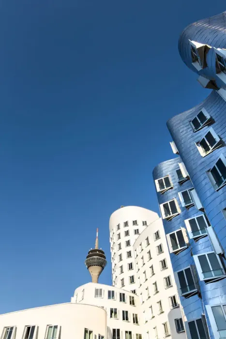 Framed Print : Media harbour, Frank Gehry buildings, television tower, DAosseldorf, North Rhine