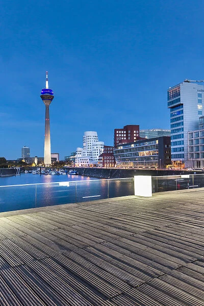 Media harbour, television tower, Gehry buildings, Düsseldorf, North Rhine