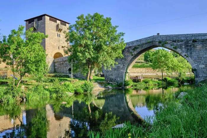 Framed Print : The medieval bridge of Ucanha, dating back to the 12th century, over the Varosa river. The Tower at one of the entrances was the first in the country to demand toll collection to enter the dominion of the monastery of Santa Maria de Salzedas Framed Print : The medieval bridge of Ucanha, dating back to the 12th century, over the Varosa river. The Tower at one of the entrances was the first in the country to demand toll collection to enter the dominion of the monastery of Santa Maria de Salzedas