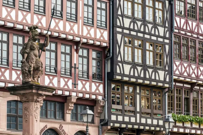 Framed Print : Medieval buildings in Romerberg square, Frankfurt, Hesse, Germany Framed Print : Medieval buildings in Romerberg square, Frankfurt, Hesse, Germany
