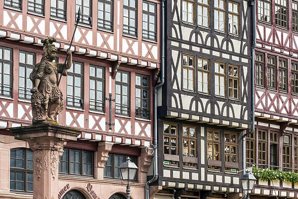 Medieval buildings in Romerberg square, Frankfurt, Hesse, Germany