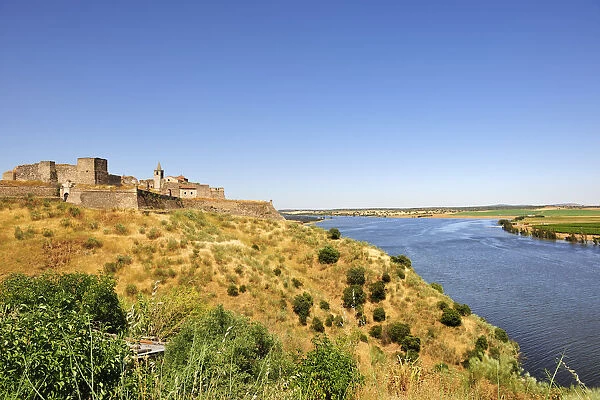 The medieval castle of Juromenha, overlooking the Guadiana river, a natural border