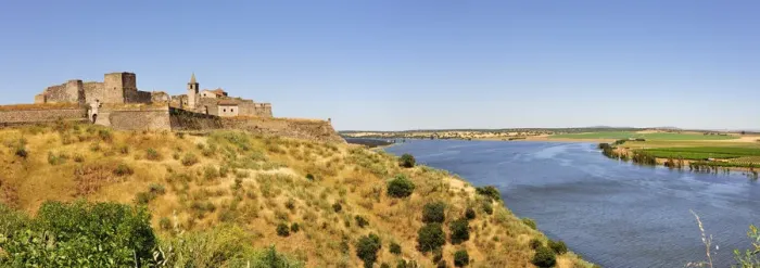 Framed Print : The medieval castle of Juromenha, overlooking the Guadiana river, a natural border Framed Print : The medieval castle of Juromenha, overlooking the Guadiana river, a natural border
