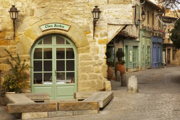 Framed Print : Medieval Cobblestone Street, Carcassonne, France