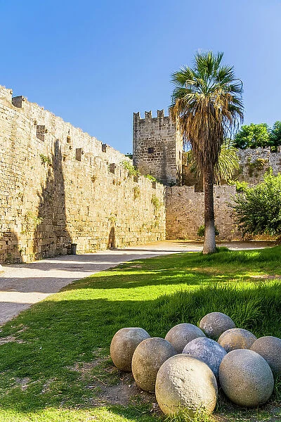 Medieval fortifications, Rhodes Medieval City, UNESCO, Rhodes, Dodecanese Islands, Greece