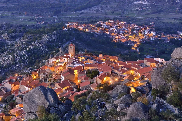 The medieval and historic village of Monsanto at dusk. Portugal