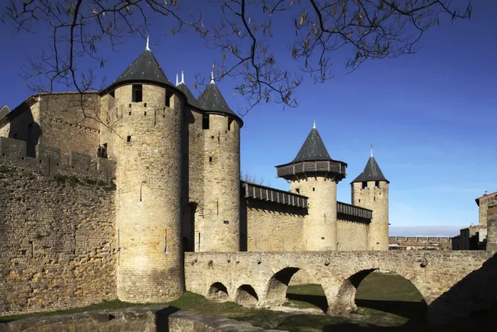 Framed Print : Medieval Towers & Bridge, Carcassonne, Languedoc, France Framed Print : Medieval Towers & Bridge, Carcassonne, Languedoc, France