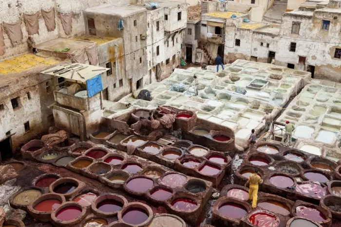 Framed Print : Medieval traditional tanneries of Fez Morocco
