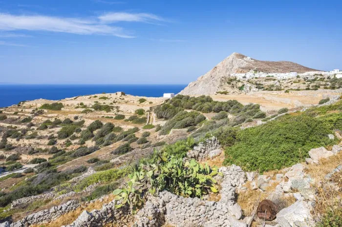 Framed Print : Mediterranean landscape in Folegandros, Greek Islands, Greece Framed Print : Mediterranean landscape in Folegandros, Greek Islands, Greece