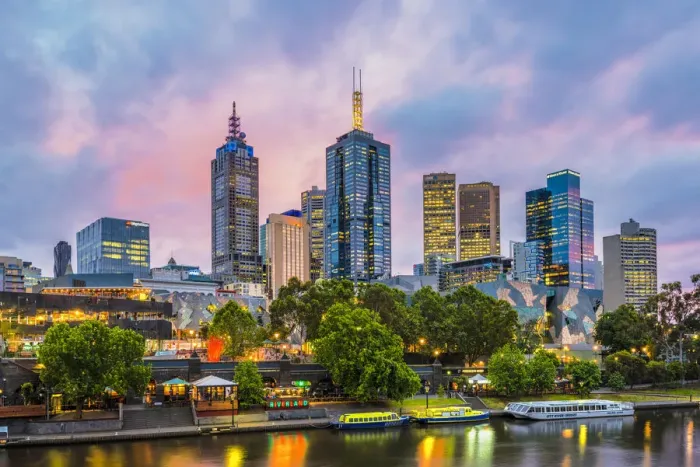 Framed Print : Melbourne, Victoria, Australia. Cityscape at dusk Framed Print : Melbourne, Victoria, Australia. Cityscape at dusk