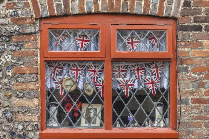 Framed Print : Memorabilia in the window in Alfriston, East Sussex, England Framed Print : Memorabilia in the window in Alfriston, East Sussex, England
