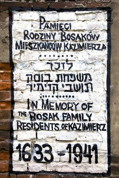 Memorial on Residential Buiding, Kazimierz, Krakow, Poland, Europe