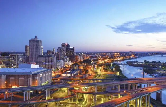 Framed Print : Memphis, Tennessee, Downtown, Mississippi River, Interstate 40 Crosses The River Into Framed Print : Memphis, Tennessee, Downtown, Mississippi River, Interstate 40 Crosses The River Into