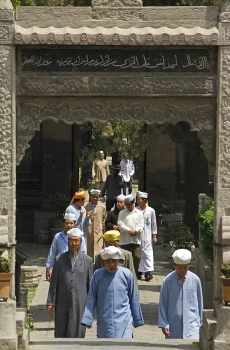 Framed Print : Men going to pray at The Great Mosque located in the Muslim Quarter Framed Print : Men going to pray at The Great Mosque located in the Muslim Quarter
