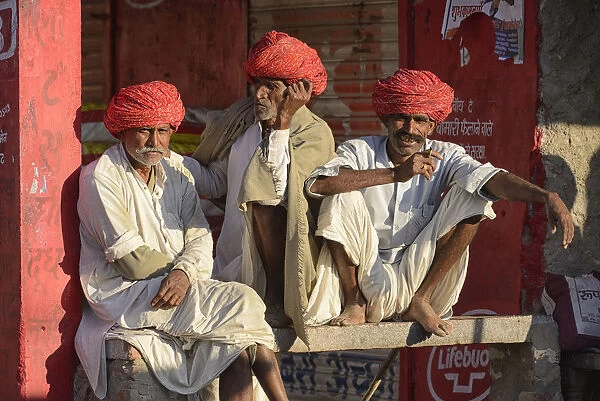 Men in the Village of Pachewar, Rajasthan, India, Asia