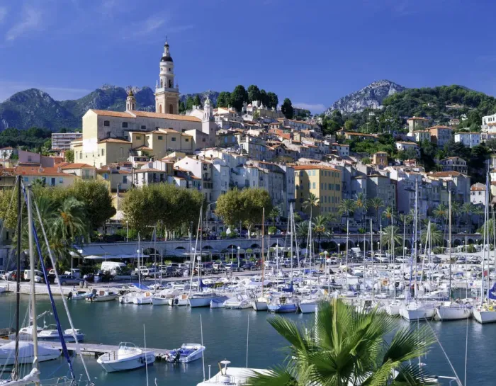 Framed Print : Menton Harbour, Cote d Azur, France Framed Print : Menton Harbour, Cote d Azur, France