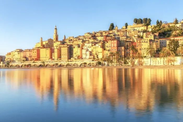 Framed Print : Menton at sunrise Europe, France, Provence, , Menton Framed Print : Menton at sunrise Europe, France, Provence, , Menton