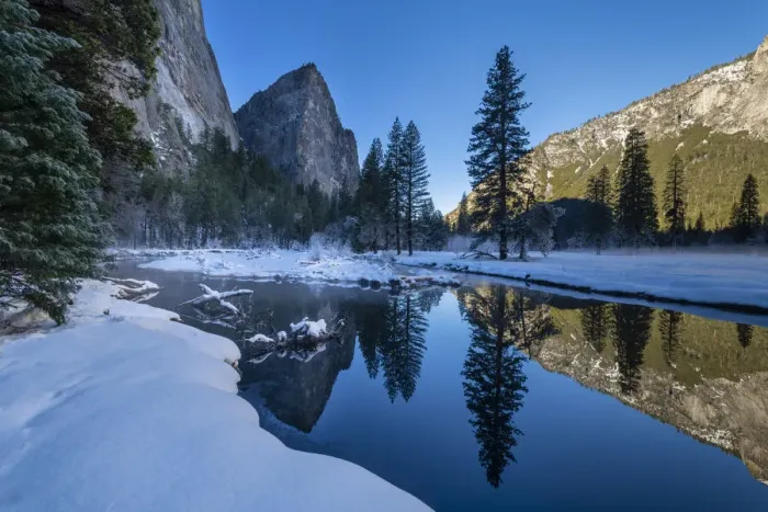 Framed Print : Merced River Reflections in Winter, Yosemite National Park, California, USA Framed Print : Merced River Reflections in Winter, Yosemite National Park, California, USA
