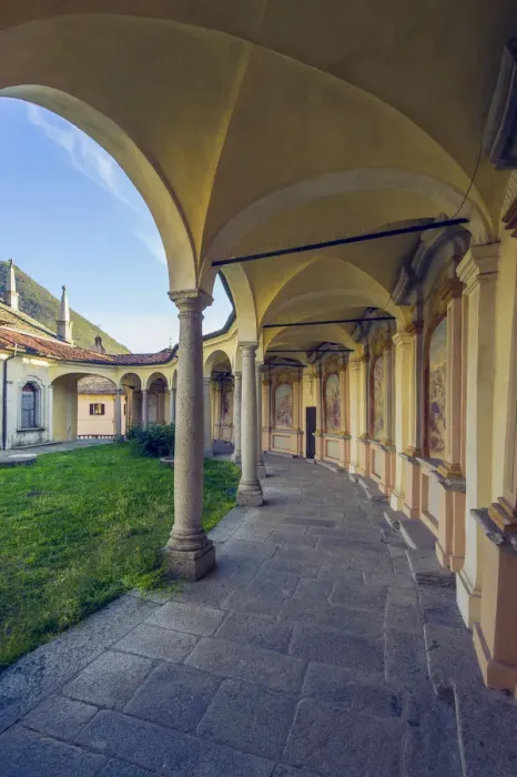 Framed Print : Mergozzo, lake Mergozzo, Piedmont, Italy. Church and its old cloister with paintings Framed Print : Mergozzo, lake Mergozzo, Piedmont, Italy. Church and its old cloister with paintings