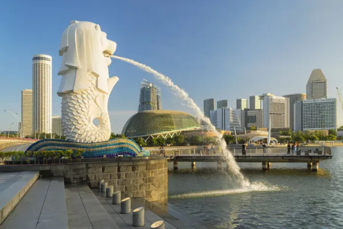 Framed Print : Merlion Statue, Esplanade-Theatres of the Bay, Singapore City, Singapore