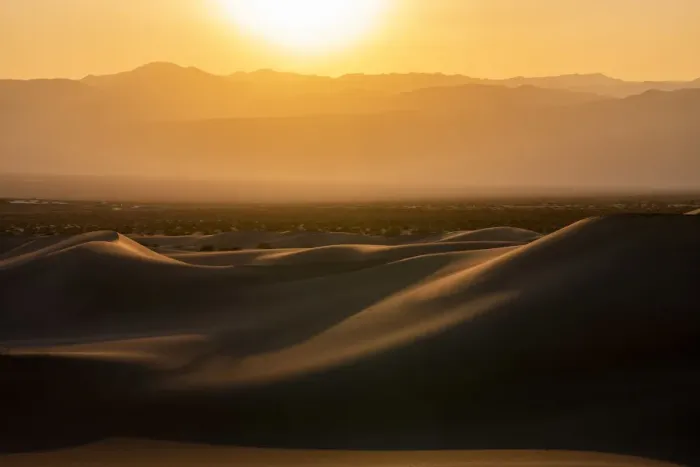 Framed Print : Mesquite Flat Sand Dunes and silhouette rocky mountains in desert during sunset Framed Print : Mesquite Flat Sand Dunes and silhouette rocky mountains in desert during sunset