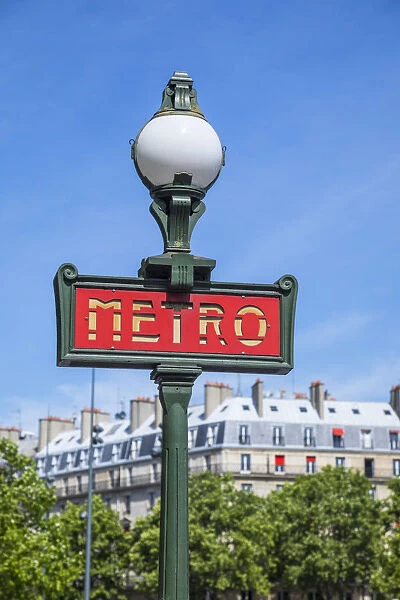Metro sign, Place de la Republique, Paris, France