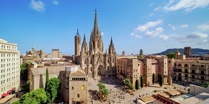 Framed Print : Metropolitan Cathedral Basilica of the Holy Cross and Saint Eulalia, elevated view, Gothic Quarter, Barcelona, Catalonia, Spain Framed Print : Metropolitan Cathedral Basilica of the Holy Cross and Saint Eulalia, elevated view, Gothic Quarter, Barcelona, Catalonia, Spain