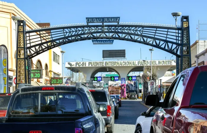 Framed Print : Mexico, Ciudad Juarez, Paso del Norte Port Of Entry Bridge To El Paso, Texas