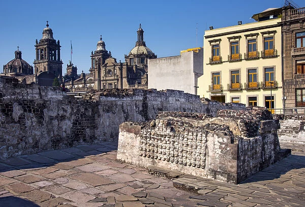 Mexico, Mexico City, Aztec, Templo Mayor, Great Temple, Wall of Skulls, Metropolitan