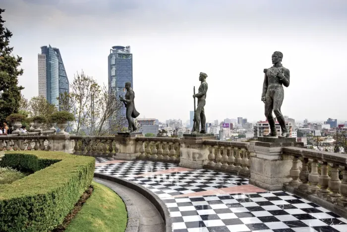 Framed Print : Mexico, Mexico City, Statues of Los Ninos Heroes, Chapultepec Castle, National Museum