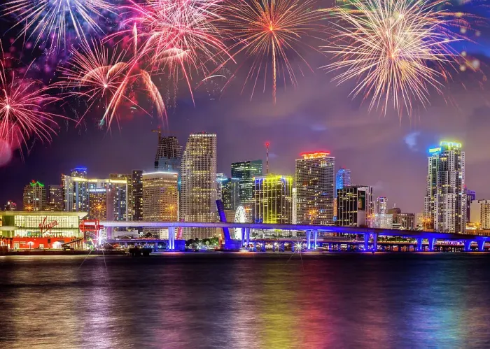 Framed Print : Miami Downtown Skyline, Illuminated at Night with New Virgin Cruise Ship Terminal Miami, Florida, USA Framed Print : Miami Downtown Skyline, Illuminated at Night with New Virgin Cruise Ship Terminal Miami, Florida, USA