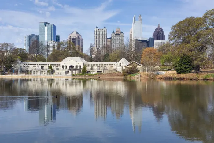 Framed Print : Midtown Skyline from Piedmont Park, Atlanta, Georgia, United States of America Framed Print : Midtown Skyline from Piedmont Park, Atlanta, Georgia, United States of America