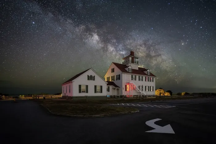 Framed Print : Miilky Way over thje Old Coast Guard Station on Cape Cod, Eastham, Massachusetts, USA Framed Print : Miilky Way over thje Old Coast Guard Station on Cape Cod, Eastham, Massachusetts, USA