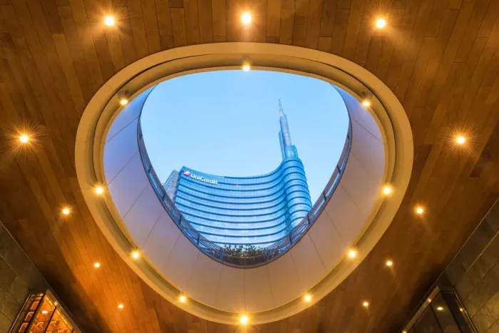 Framed Print : Milan, Lombardy, Italy. Gae Auelenti square with view of Unicredit Towers Framed Print : Milan, Lombardy, Italy. Gae Auelenti square with view of Unicredit Towers