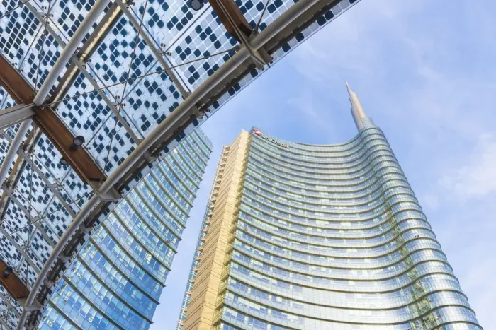 Framed Print : Milan, Lombardy, Italy. Gae Aulenti square with Unicredit Towers Framed Print : Milan, Lombardy, Italy. Gae Aulenti square with Unicredit Towers
