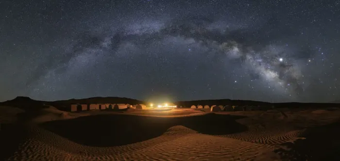 Framed Print : Milky way over Camp Mars village in the sand dunes, Sahara desert, Tunisia, Northern Framed Print : Milky way over Camp Mars village in the sand dunes, Sahara desert, Tunisia, Northern