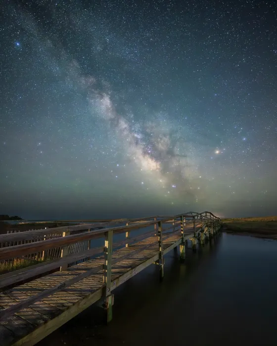 Framed Print : Milky Way over jetty, Cape Cod, Chatham, Massachusetts, USA Framed Print : Milky Way over jetty, Cape Cod, Chatham, Massachusetts, USA