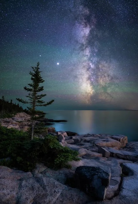 Framed Print : Milky Way and meteors over Schoodic Peninsula, Acadia National Park, Maine, USA Framed Print : Milky Way and meteors over Schoodic Peninsula, Acadia National Park, Maine, USA