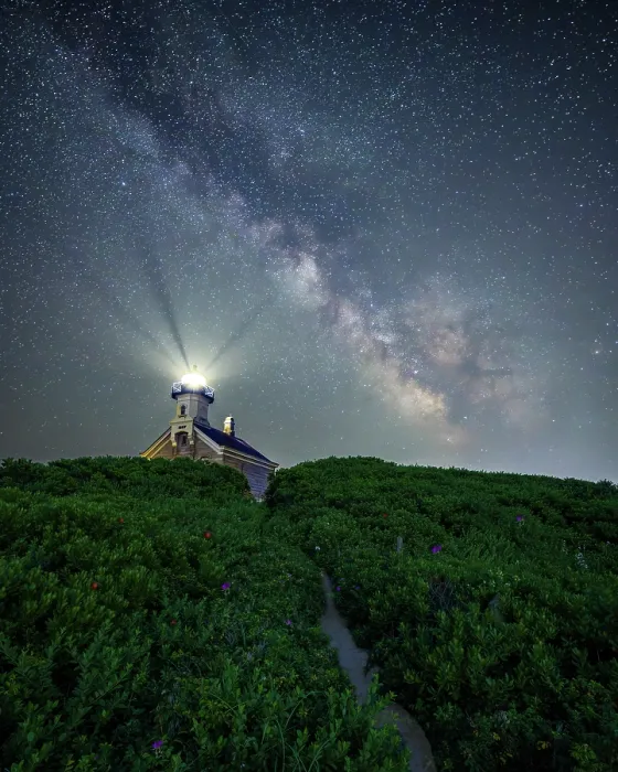 Framed Print : Milky Way over North Light on Block Island, Rhode Island, USA